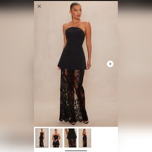 Fashion Nova Black Strapless Lace Jumpsuit